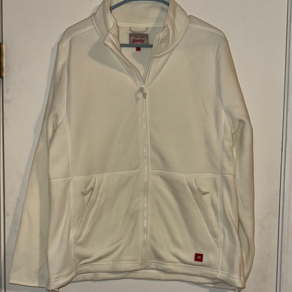 Sportiqe White Fleece Lightweight Jacket Size Large